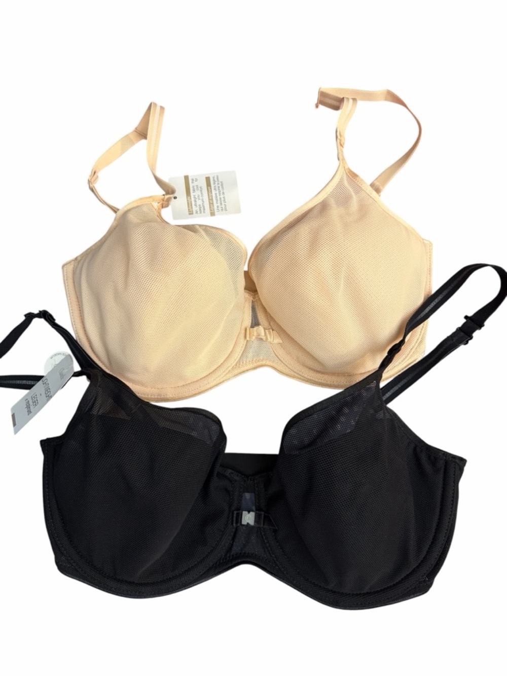 Chantelle Lightweight Mesh T-Shirt Bras 30DDD Blush & Black NWT Set
